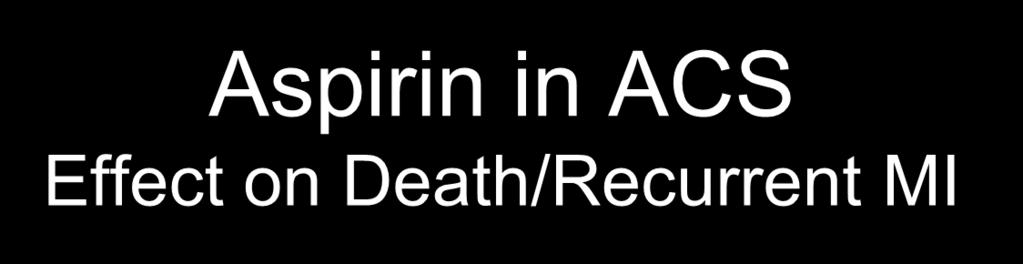 Aspirin in ACS Effect on Death/Recurrent MI 18 16 14 aspirin