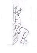 Perform repetitions for this set before rolling opposite side. 4. Lean backwards against a wall, with your heels about 18-24 inches away from the wall and shoulder width apart, feet pointing forward.