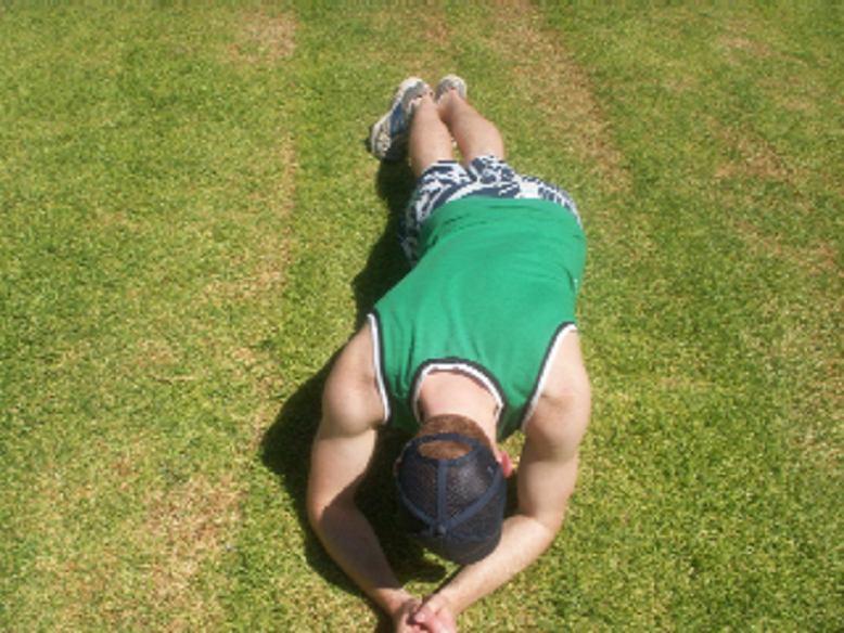 The rest of your body should make a straight line (or plank). Make sure you hold your stomach in for the entire exercise.