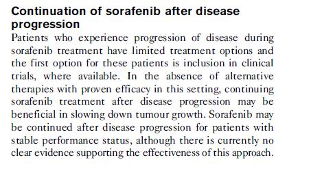 continuing sorafenib treatment after disease