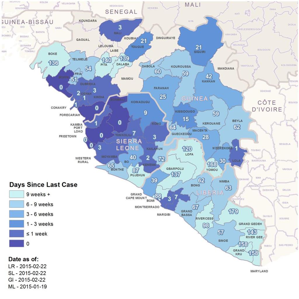 There has been a sharp increase in reported confirmed cases in the northern district of Bombali, with 20 confirmed cases reported in the week to 22 February.