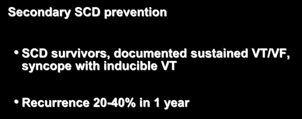 Sudden Cardiac Death Prevention Secondary SCD prevention SCD survivors,