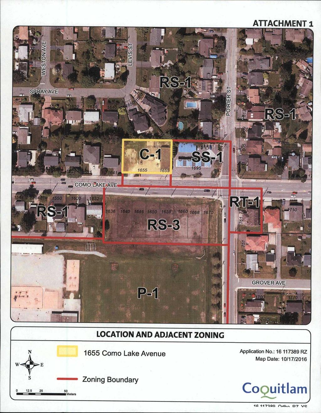 ATTACHMENT 1 N LOCATION AND ADJACENT ZONING 1655 Como Lake Avenue Application No.