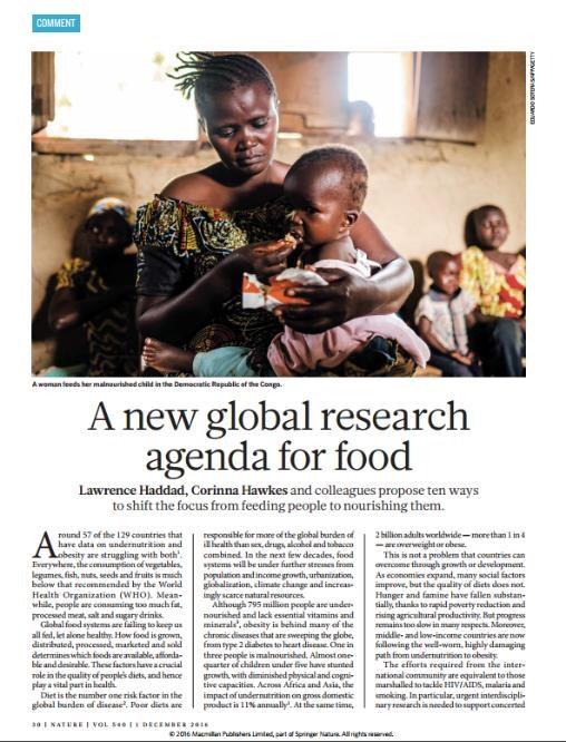 They feel the need for FAO/WHO GIFT! One of the 10 priorities: Make more data on diets widely available. It is currently difficult to compare diets across cultures, geographies and time.