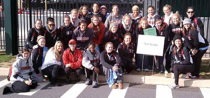 After playing their last home game of the season the previous night, the Muhlenberg field hockey team woke up early the morning of October 23 to participate in the Walk to Defeat ALS at Coca-Cola
