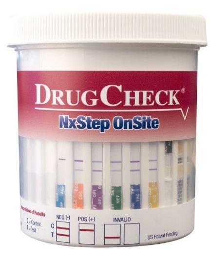 Urine Test Configurations The DrugCheck NxStep Onsite Drug Screen Cup is Health Canada Class III licensed for 24 drugs of abuse and cutoffs.