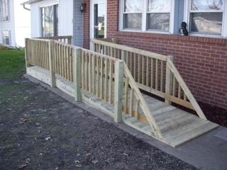 We also built a ramp on Saturday, November 21st for John Raney... and were able to "re- cycle" some materials from his previous ramp.