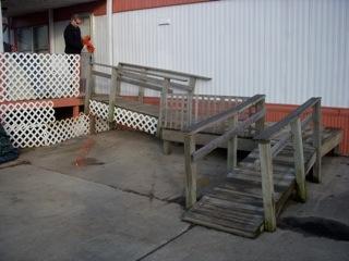 4 "maiden voyage" down his new ramp. Below is a picture of his old ramp and the new ramp we built plus a couple of pictures of the crew.