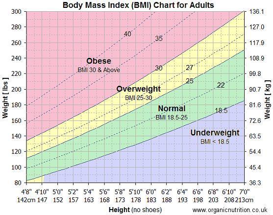 9 is considered normal weight. BMI 25 29.