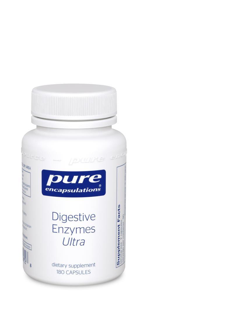 Digestive Enzymes Ultra High-potency, broad spectrum vegetarian enzymes that support protein, carbohydrate, fat, fiber and dairy digestion and optimal nutrient bioavailability and absorption*
