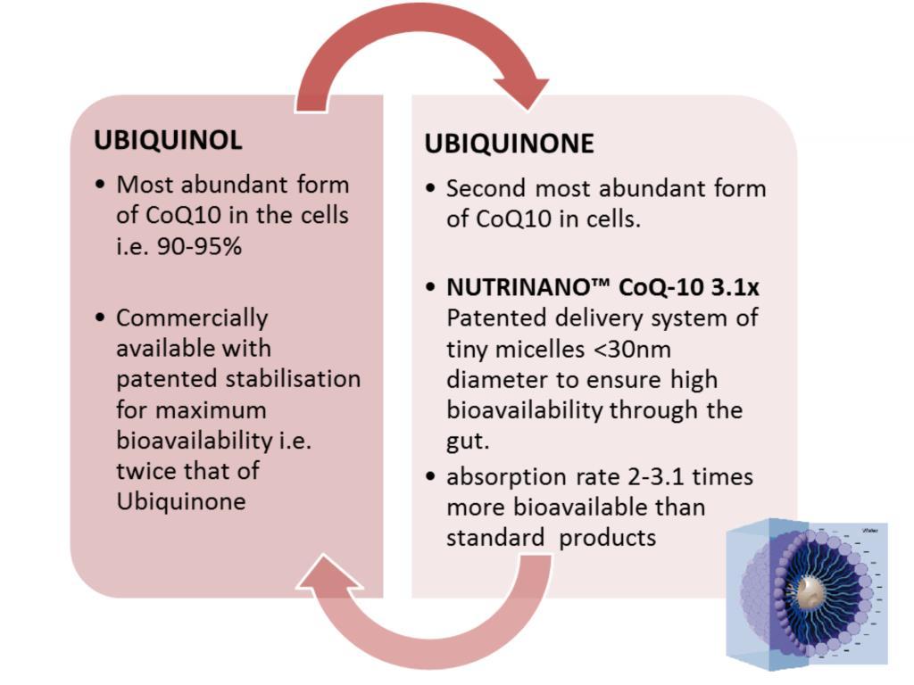 Ubiquinol however is difficult to stabilise as a supplement so Solgar Ubiquinol has patented stability which increases it s activity in the body but also gives twice the absorption rate of standard