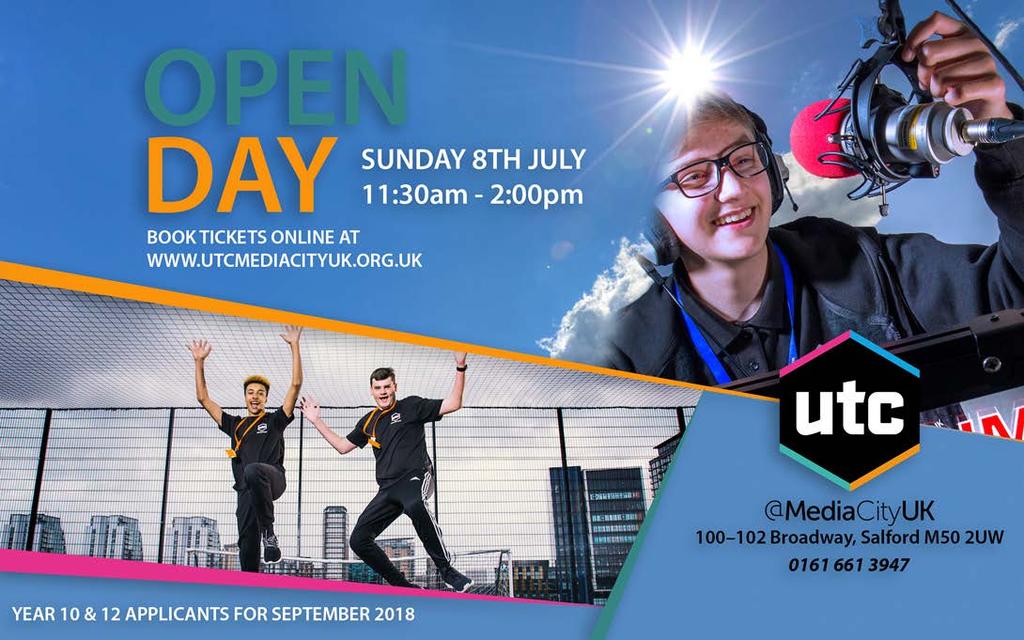 Futureworks Open Day UTC Media City UK Open Day Year 12 UCAS Day (parents welcome) New Year 10