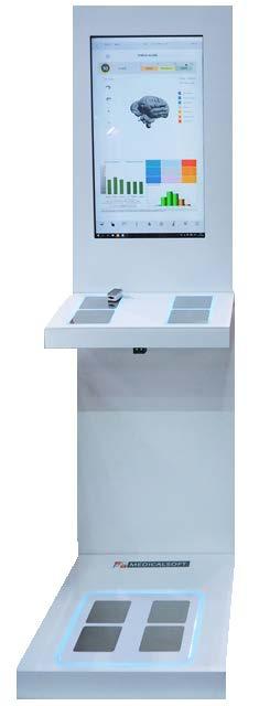 Configuration MS FIT includes: Kiosk with integrated electronic equipment Touch screen varies from 32 to 43 inches* Hands platform with built-in sensors to determine heart rate, galvanic skin