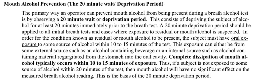 Mouth/residual alcohol is no less
