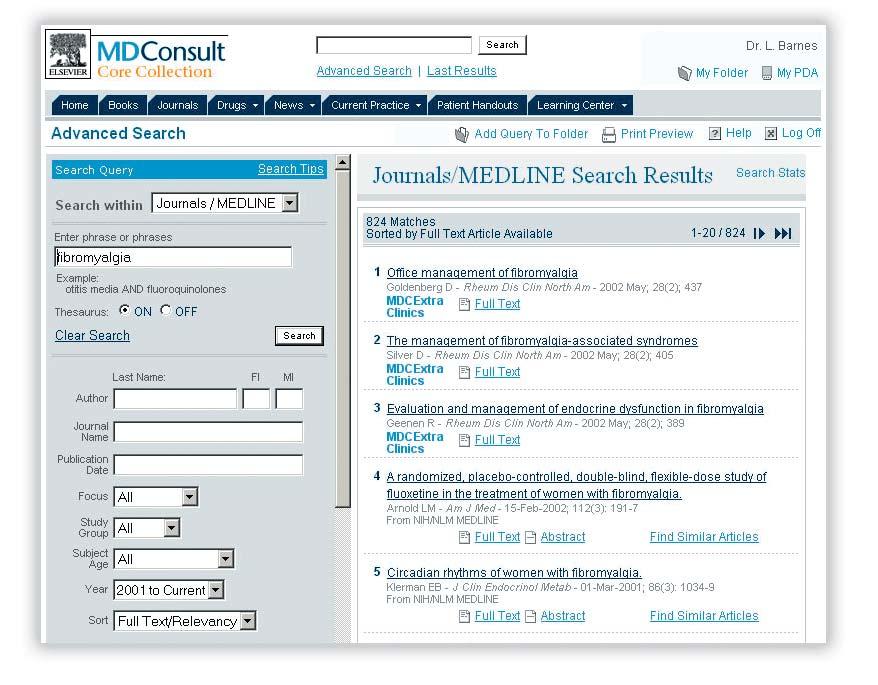 MD Consult helps you quickly answer clinical questions. SEARCHING MD CONSULT Open the advanced search form. Enter terms for a global search.