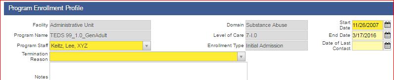 Add the End Date to disenroll. Program Dis-enrollments vary slightly from SUD to MH.