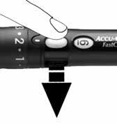 The Accu-Chek FastClix Lancing Device Using the Accu-Chek FastClix Lancing Device 1 2 2 Obtain a blood drop. See the chapter Blood Glucose Tests. Adjust the lancet depth by turning the comfort dial.