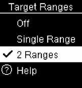 Meter Settings Target Ranges 5 6 The appears next to the option you selected.