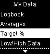 Target Percent (%) Review Your Data Target Percent (%) Target Percent (%) allows you to view the percentage of your Overall, Before meal, After meal, Fasting, and Bedtime blood glucose results that