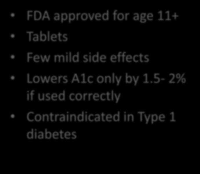 for age 11+ Tablets Few mild side effects Lowers
