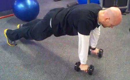Workout B Renegade Row Assume the pushup position while