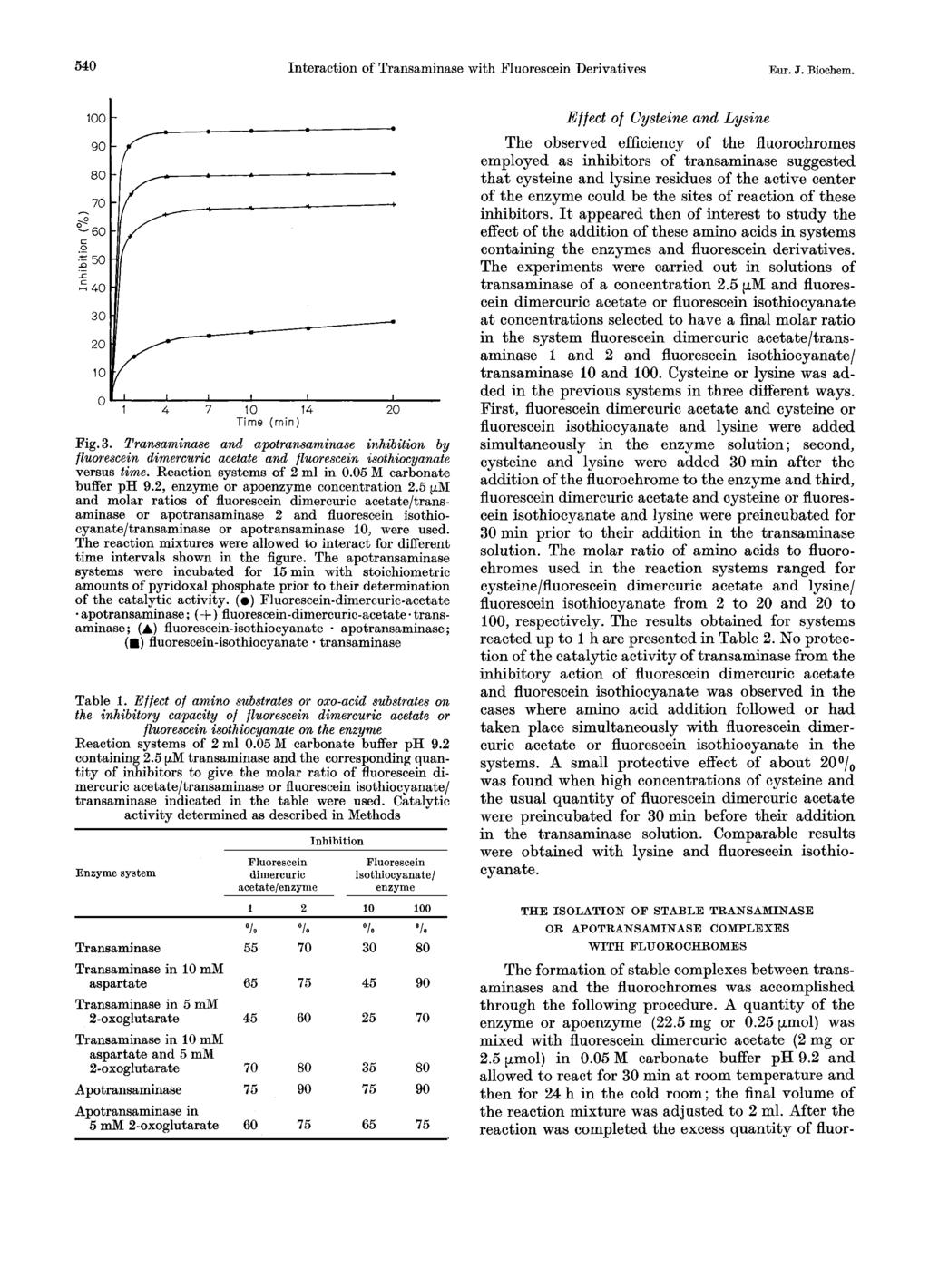 540 Interaction of Transaminase with Fluorescein Derivatives Eur. J. Biochem. Big. 3.