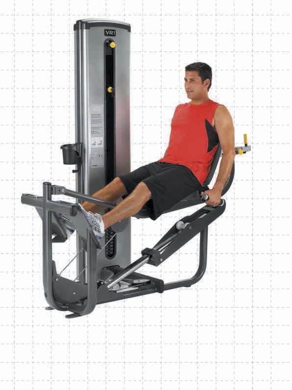 direction of force knee axis knee movement hip axis hip movement The unique pattern of motion in the VR1 Leg Press ensures that the direction of force is above the hip and below the knee for equal