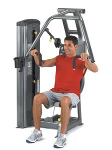 chest press The overhead pivot provides a natural path of motion. Dual grips provide a barbell grip to emphasize the chest, or a vertical grip to emphasize the anterior deltoid.