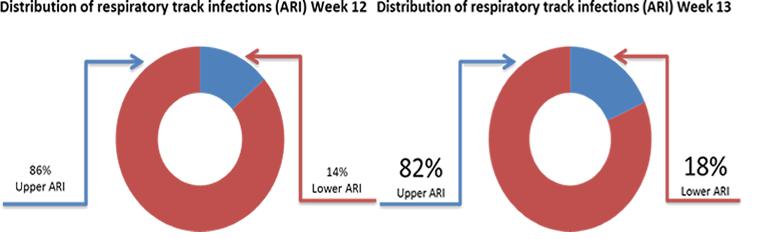 Acute Respiratory Tract Infection (ARI) has been divided into upper and lower respiratory tract infections since week 1, 2015.