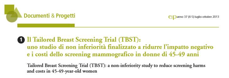 Examples in Europe Tailored ~ RCT using a breast density classification to
