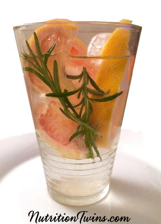 Grapefruit Rosemary Detox: Infusion Makes 3, eight-ounce servings Ingredients: 24 ounces water 9 slices of grapefruit* 4.