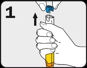 How to give EpiPen (with blue safety release and orange needle end) 1.