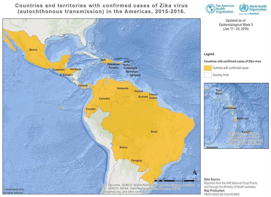 Zika in the Americas In May 2015, Brazil reported the first outbreak of Zika in the Americas Zika now present in tropical areas List of affected