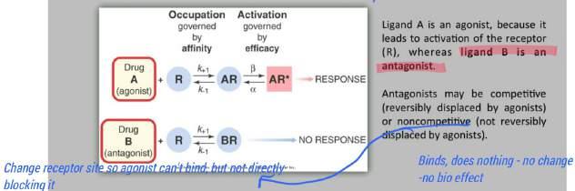 Drug A binds to Receptor A --> Response A Drug B binds to Receptor B--> Response B But Response B is opposite to Response A.