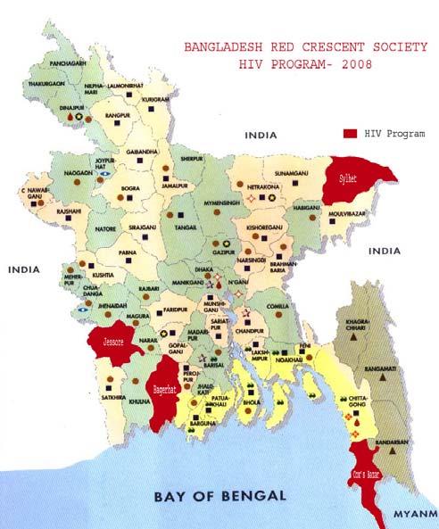 Regional HIV/AIDS Programme 2008 Bangladesh Red Crescent Society Context Bangladesh, a country with a population of nearly 142 million, is one of the most densely populated countries on the globe.