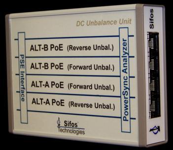 The PVA-DCU The PVA-DCU (see Figure 4) is a small box from Sifos Technologies that works together with the PSA-3000 test port to apply controlled levels of DC Unbalance to a powered PSE port while