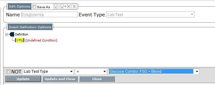 Right click on the Definition box and add a condition Choose Lab