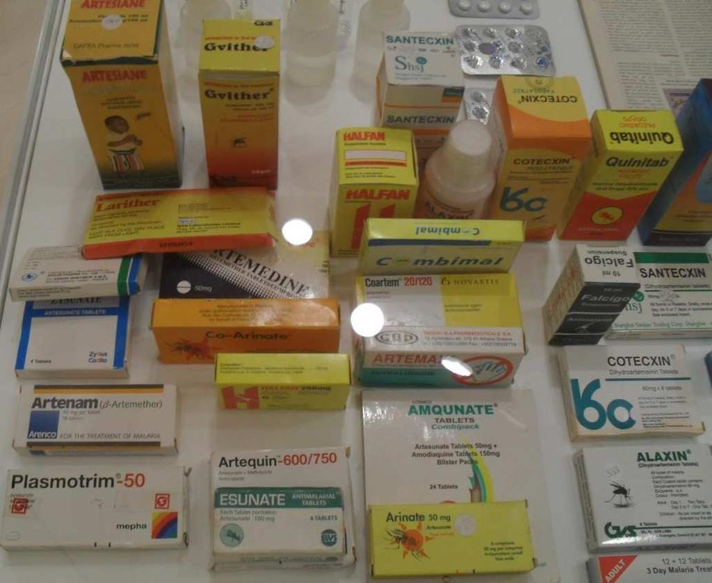 Anti-malarial drug: Chloroquine Primaquine Mefloquine Quinine
