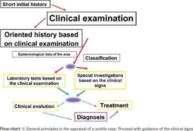 General history-- Ocular examination focused systemic history and exam- liaise with rheumatologist/ pulmonologist.