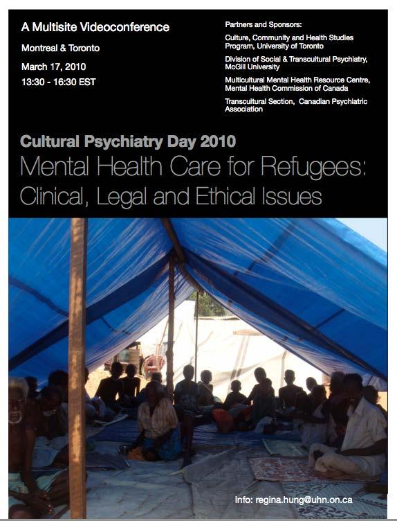 Cultural Psychiatry Day Sushrut Jadhav (2006) Cultural Formulation Kwame McKenzie (2008) Culture & Psychosis Nel Weiman (2009) Aboriginal Mental Health Debra