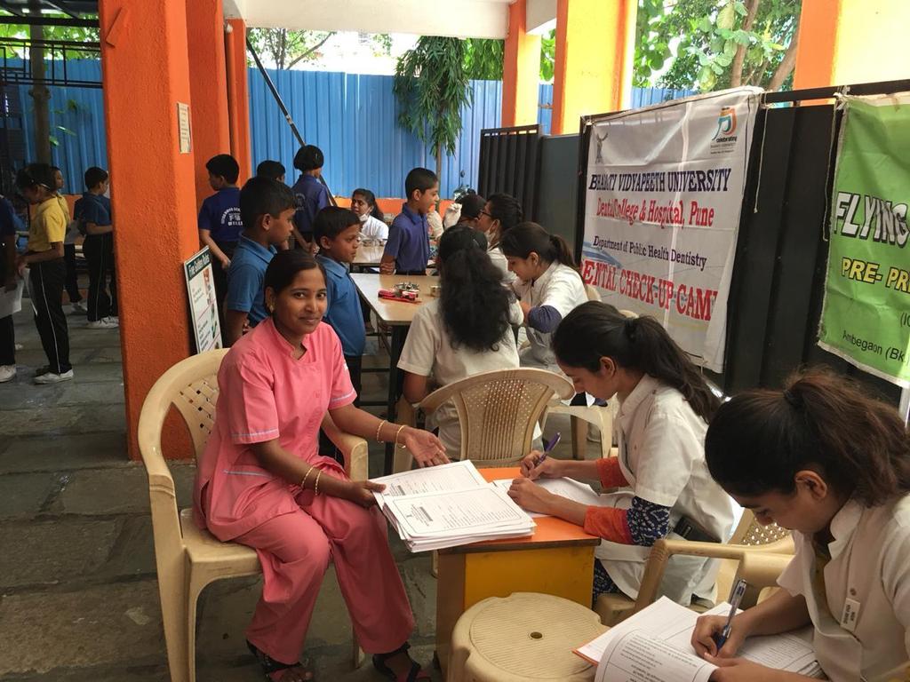 The department of Public Health Dentistry organized and conducted a free Dental Checkup and Health Awareness Camp at FLYING BIRDS SCHOOL, KATRAJ on 27/06/2018.