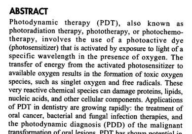 Photodynamic Therapy in Dentistry J Dent