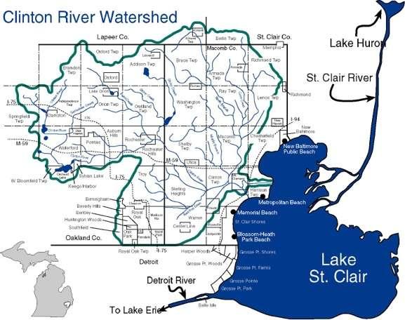 Clinton River Watershed 7 760 square miles 80 miles from headwaters to the outlet at Lake St.