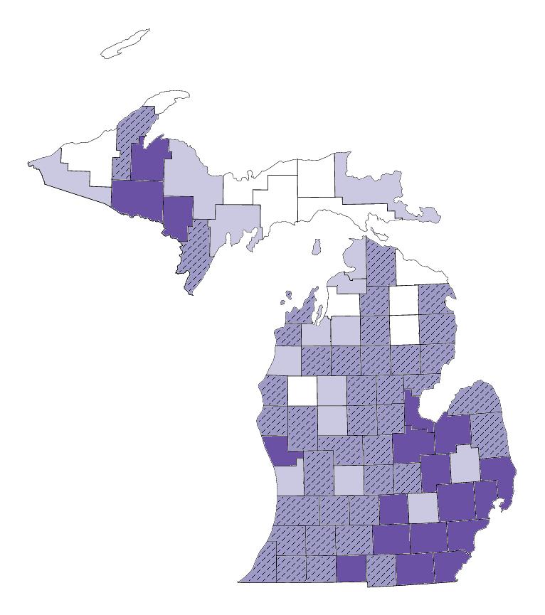 Have any Michigan counties attained the Healthy People 1 targets for asthma hospitalization rates?