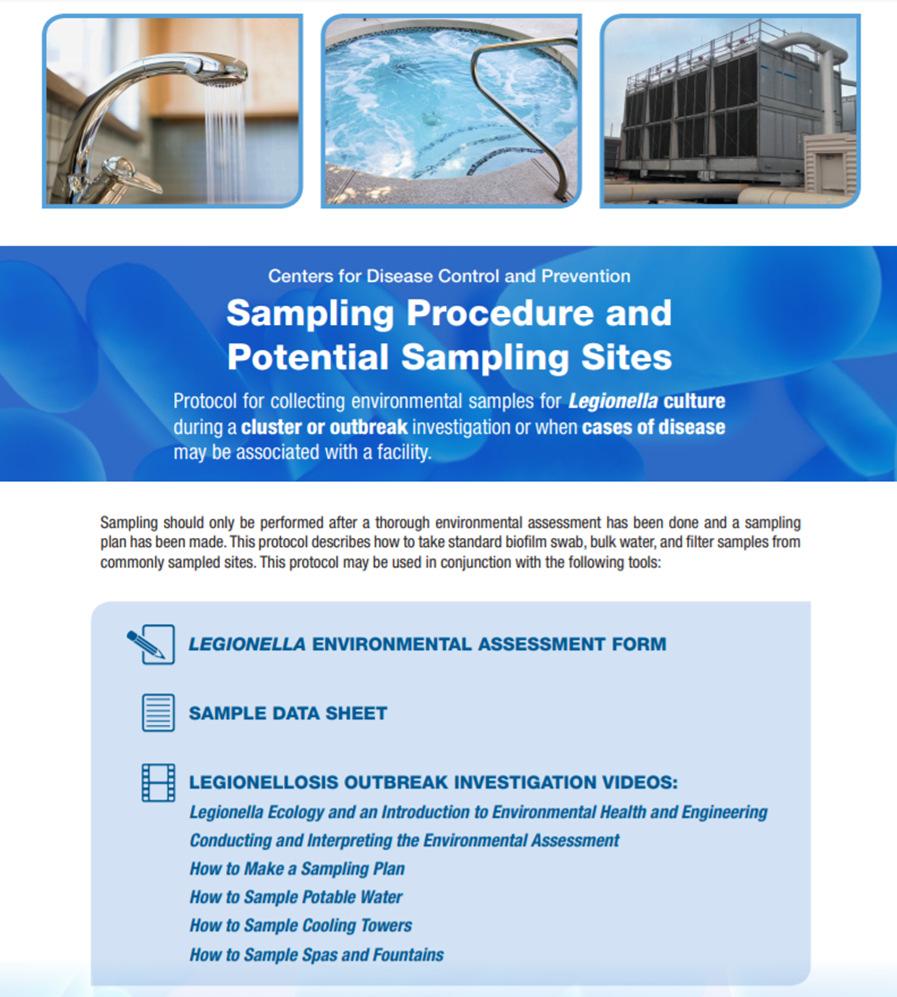 Sample of a Legionella Environmental Sampling Protocol Link to the CDC form https://www.cdc.