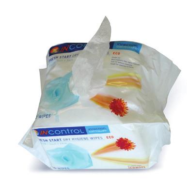 InControl Dry Wipes Water resistant disposable wipes for all skin types to reduce the risk of cross infection.