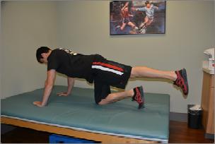 Exercise 8: Hip Extension Starting Position: Assume the "all-four's" position.