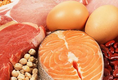Protein: meat, fish, eggs, dairy,
