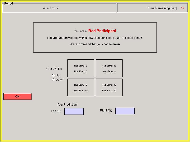 Decision Screen for a Red Participant