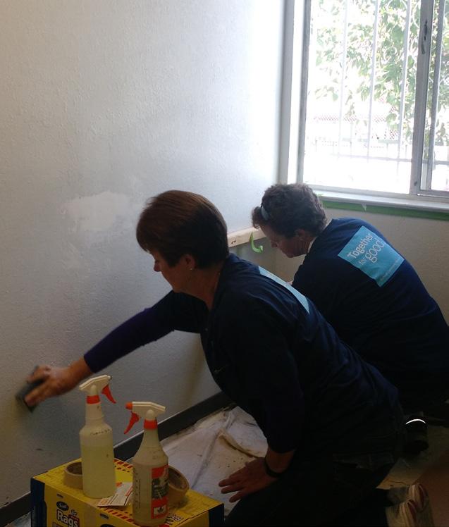 And after cleanup, the volunteers worked to beautify the center by repainting our social workers offices and giving the community center a deep cleaning. Their day at St.